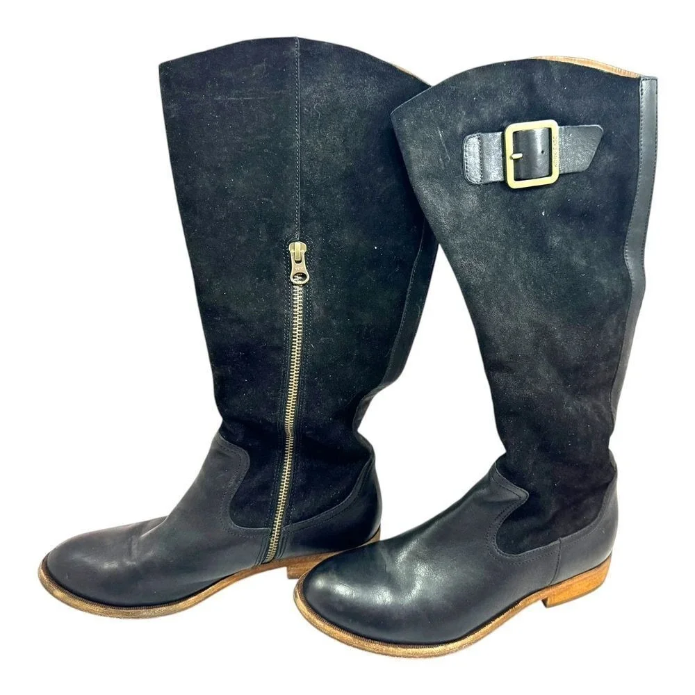 Kork Ease Suede Leather Riding Boot SZ 7 Black